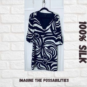 Dress 100% Silk Geometric Pattern